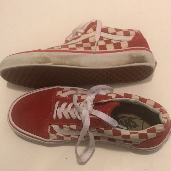 Vans old skool Red checkered off the wall shoe Men’s size 6 women’s 7.5 low top - Picture 5 of 8